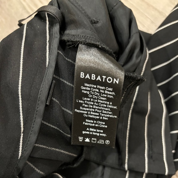 Aritzia Babaton High Rise Modesto Pants Black White Strips Women’s Size 00 - Picture 13 of 14